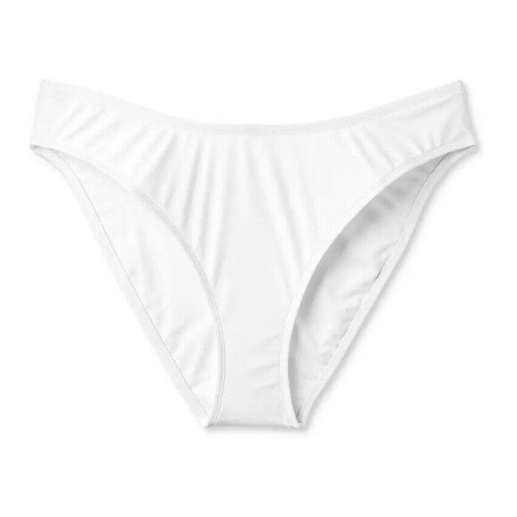 Wild Fable 1X 17-18 White Scoop Front Ultra High Leg Cheeky Bikini Swim Bottom - Picture 2 of 7